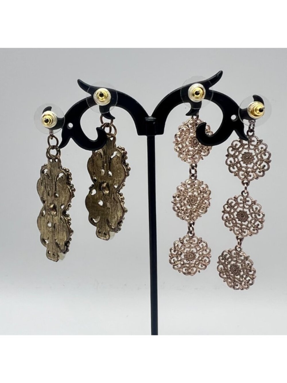 Lot Of 4 Pierced Earrings Baublebar Dangle Stud Gold Rose Tones Floral Beaded - Picture 10 of 11